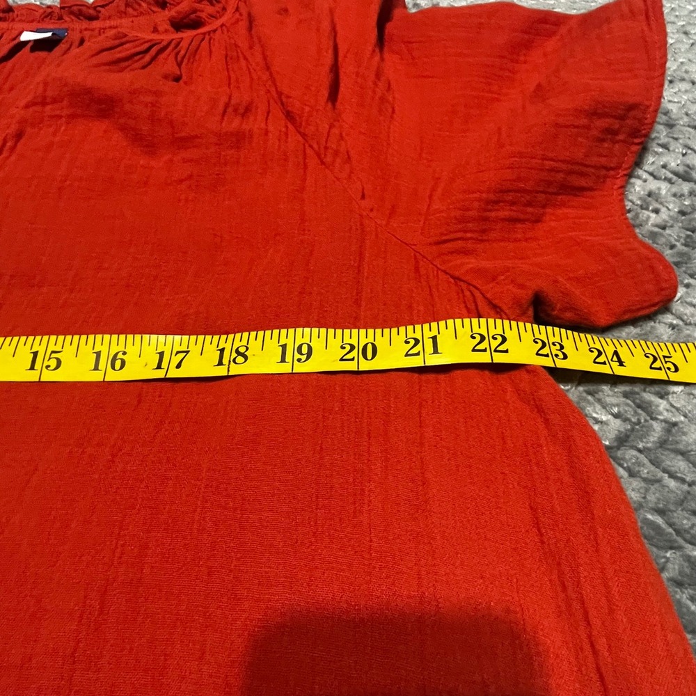 Old Navy Shift‎ Dress Burnt Orange Cotton Gauze Ruffle Neck 100% Cotton Size XL - Picture 6 of 7